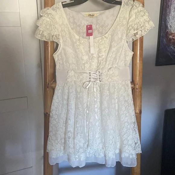 New SUMMER Lace Mini Dress Tunic SZ MED - Picture 1 of 7